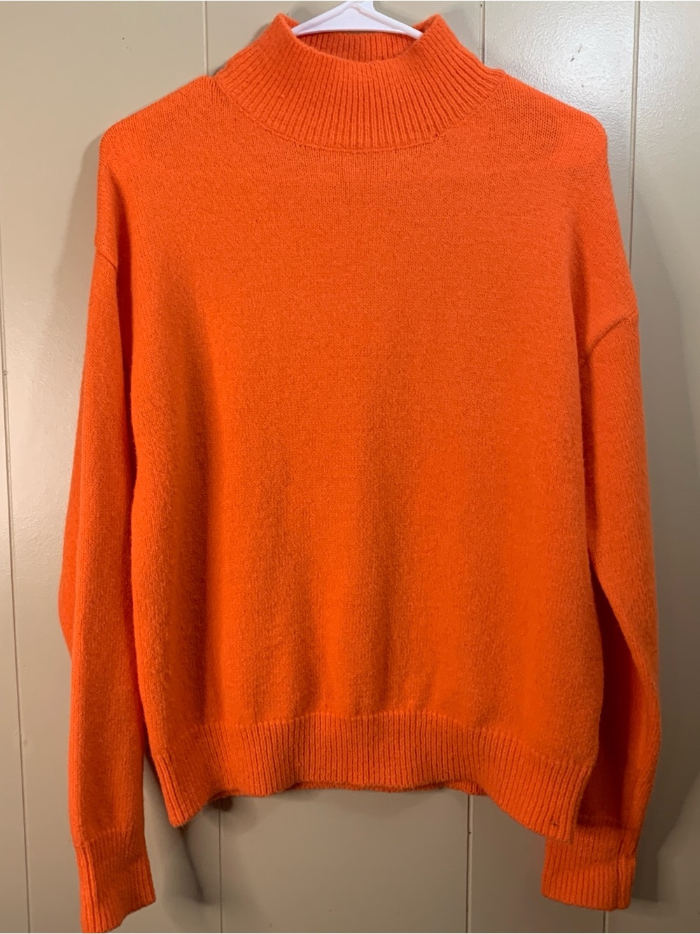 Women's Small Orange Mock Turtleneck Sweater - Cozy Elevated Knit